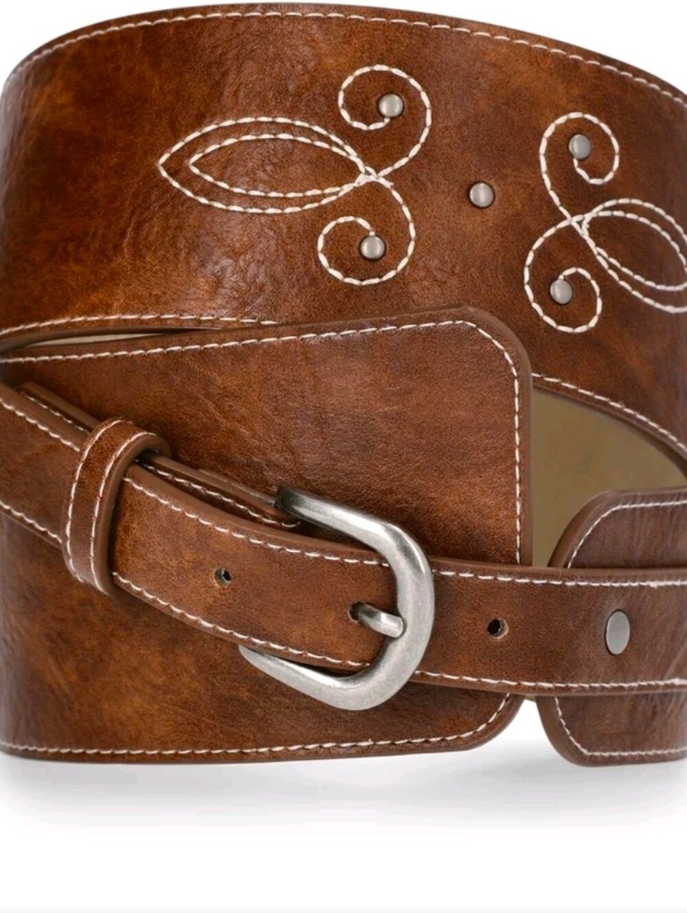 NWT Madden NYC Wide Western Belt S/M Brown Embroidered Boho Cowgirl
